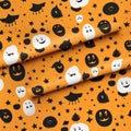 A seamless This is a playful, Halloween-themed pattern featuring an assortment of smiling jack-o'-lanterns and