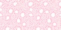 Seamless playful hand drawn light pastel pink polkadot floral fabric pattern