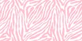 Seamless playful light pastel pink and white zebra or tiger stripe fabric pattern