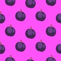 Seamless fruit pattern vector. Purple plum background.