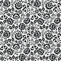 Seamless Polish folk art black floral pattern - wzory lowickie, wycinanki Royalty Free Stock Photo