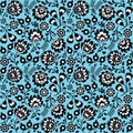 Seamless Polish folk art blue floral pattern - wzory lowickie, wycinanki Royalty Free Stock Photo