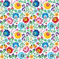 Seamless Polish folk art floral pattern - wzory lowickie, wycinanki Royalty Free Stock Photo