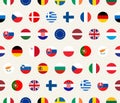 Seamless political pattern with European Union countries flags. Vector colorful illustration with set EU members emblems. Royalty Free Stock Photo