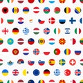 Seamless political pattern with European Union countries flags. Vector colorful illustration with set EU members emblems. Royalty Free Stock Photo