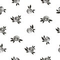 Seamless polka dot floral pattern with scrible roses.