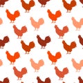 Seamless polka dot pattern with color silhouette rooster. Christmas ornament.