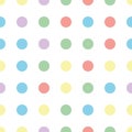 Seamless polka dot pattern in different colors. Colorful theme. Sipmle flat vector wallpaper.