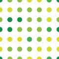 Seamless polka dot pattern in different colors. Green theme. Sipmle flat vector wallpaper.