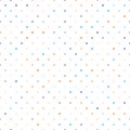 Seamless polka dot pattern. Orange and blue dots in random sizes on white background. Vector illustration Royalty Free Stock Photo