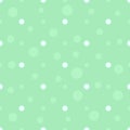 Seamless polka dot pattern in pastel colors. Green bubbles flat background. Children`s bedroom, kids cloth texture. Vector