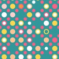 Seamless polka dot pattern with rings. Colorful Easter texture