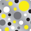 Seamless Polka Dot Pattern Background in black, yellow and grey Royalty Free Stock Photo