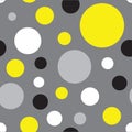 Seamless Polka Dot Pattern Background in black, yellow and grey Royalty Free Stock Photo