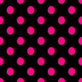 Seamless polka dots pattern vector background vintage retro abstract design colorful art with circle shapes black pink Royalty Free Stock Photo