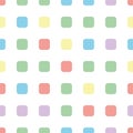 Seamless polka square pattern in different colors. Colorful theme. Sipmle flat vector wallpaper.