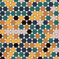 Seamless polygon pattern with colorful in dark blue, blue, yellow, dark green and white, Vector background and Geometric abstract Royalty Free Stock Photo