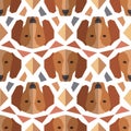 Seamless polygonal pattern with dachshund head.