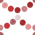 Seamless pompom pattern, garland, christmass color red, pink on white background. Minimalist pattern, repeating girlanda