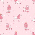 Seamless poodle dog pattern in pink color.