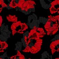 Seamless poppy red black background backdrop elegant