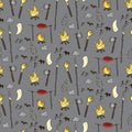 Seamless prehistorical pattern in cartoon style