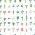 Seamless pretty pattern with stylized cute trees. Royalty Free Stock Photo