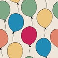 Seamless primitive retro background with party balloons Royalty Free Stock Photo