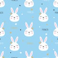 Seamless princess pattern with cute bunny