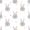 Seamless princess pattern with cute bunny.