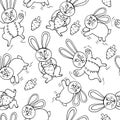 Seamless print of cute bunnies