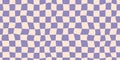 Seamless purple checkerboard pattern. Repeating distorted checkered texture. Groovy trippy abstract background. Vintage Royalty Free Stock Photo