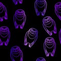Seamless Purple Owls over Black