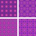 Seamless purple triangle mosaic background set Royalty Free Stock Photo