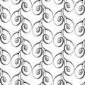 Seamless puttern with a sea shell. Monochrome vector pattern, black on white background