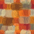 Seamless quilted pattern with  colorful weave grunge striped checkered elements Royalty Free Stock Photo