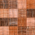 Seamless quilted pattern with grunge striped and checkered square elements in brown,white,pink