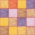 Seamless quilted pattern with grunge striped weave square elemens for plaid,carpet,tapestry Royalty Free Stock Photo