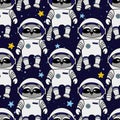 Seamless raccoon astronaut pattern