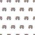 Seamless raccoon pattern in flat graphics.