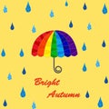 Seamless rain and rainbow umbrella pattern Royalty Free Stock Photo