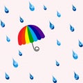 Seamless rain and rainbow umbrella pattern Royalty Free Stock Photo