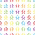 Seamless rainbow pixel monkeys pattern