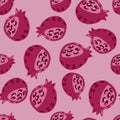 Seamless random garnet pattern. Stylized fruit print in pastel pallete artwork. Simple doodle backdrop