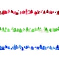 Seamless random pine tree pattern paragraph divider line set Royalty Free Stock Photo