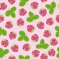 Seamless raspberry pattern. Vector illustration with berries and leaves