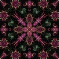 Seamless raster pattern in oriental style Flower psychedelic mosaic Pattern for wallpaper, backgrounds, decor for tapestries. Psyc