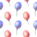 Seamless raster pattern. Watercolor background with hand drawn air ballons.