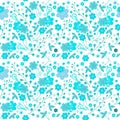 Seamless raster spring floral pattern on a white background stylized, monochromatic striped light blue flowers. Pattern Royalty Free Stock Photo