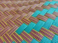 Seamless realistic bamboo weave basket repeat pattern. Texture of golden yellow rattan mat art work or interior design Royalty Free Stock Photo